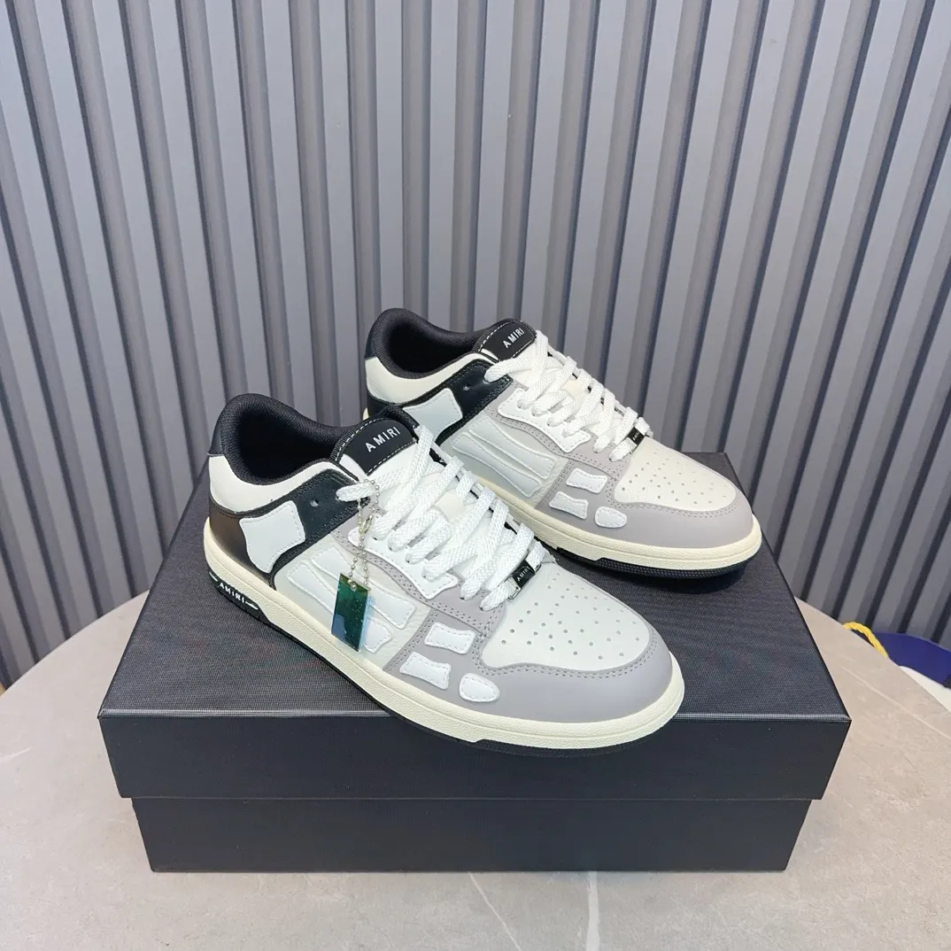 Men's men's shoes 💰600 AMIRI high street sneakers with bone sports shoes, toe layer cowhide upper, upper side bones, hand-stitched, good three-dimensional effect, customized metal LOGO, size 38-45 46
